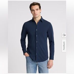 Express Men's Navy Slim Stretch Button-Down Shirt